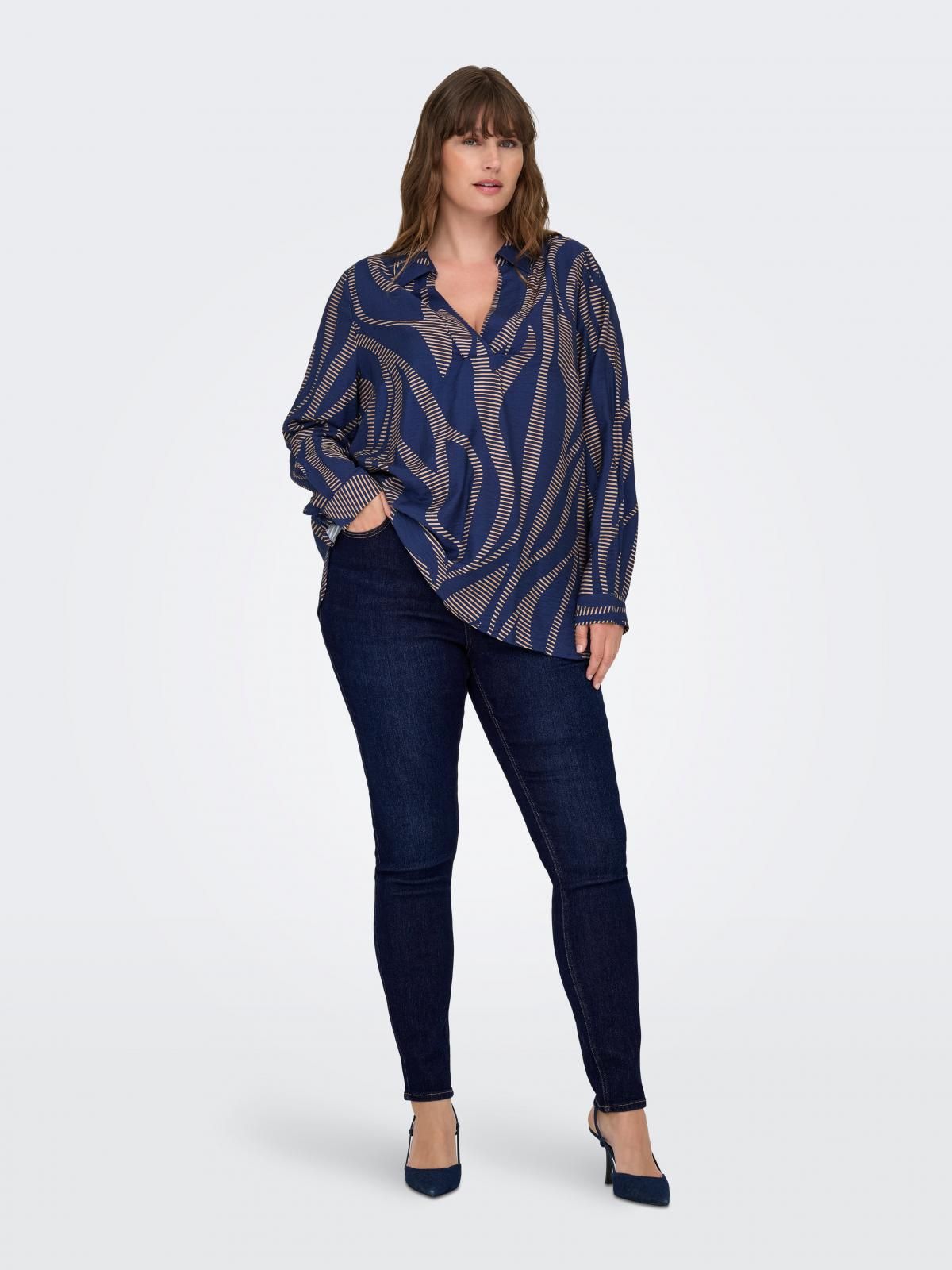 온리 플러스사이즈 스키니핏 진청 데님 팬츠 15358085_2114 BLUE / DARK BLUE DENIM - 상세 이미지 5