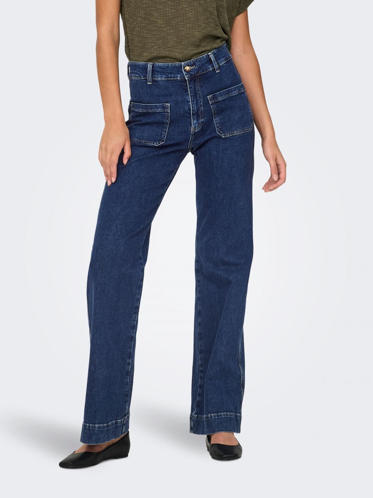 온리 하이웨이스트 와이드핏 데님 진 15326180_2114 BLUE / DARK BLUE DENIM - 상품 이미지