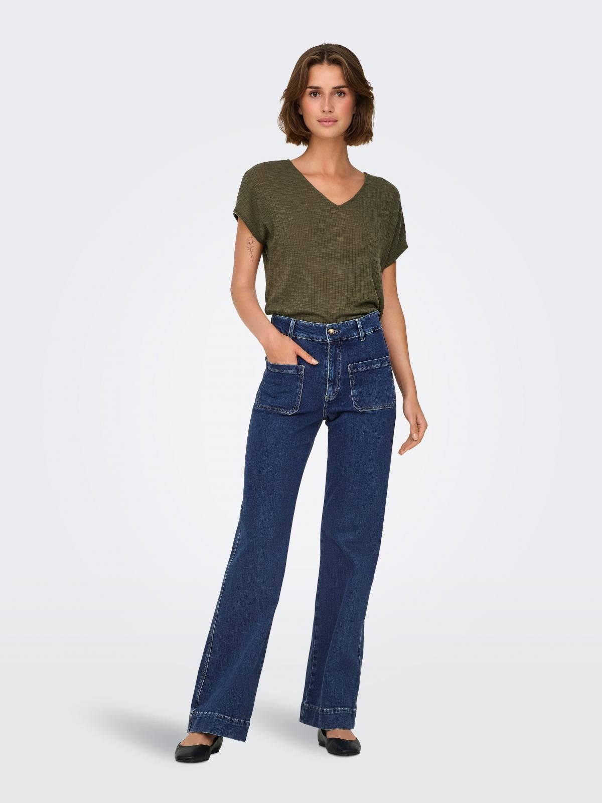 온리 하이웨이스트 와이드핏 데님 진 15326180_2114 BLUE / DARK BLUE DENIM - 상세 이미지 5