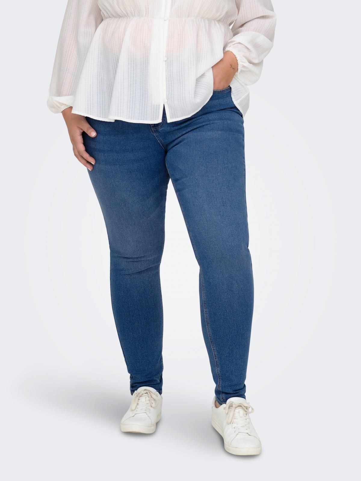 온리 플러스사이즈 하이웨이스트 스키니핏 진 15310450_2116 BLUE / LIGHT BLUE DENIM - 상품 이미지