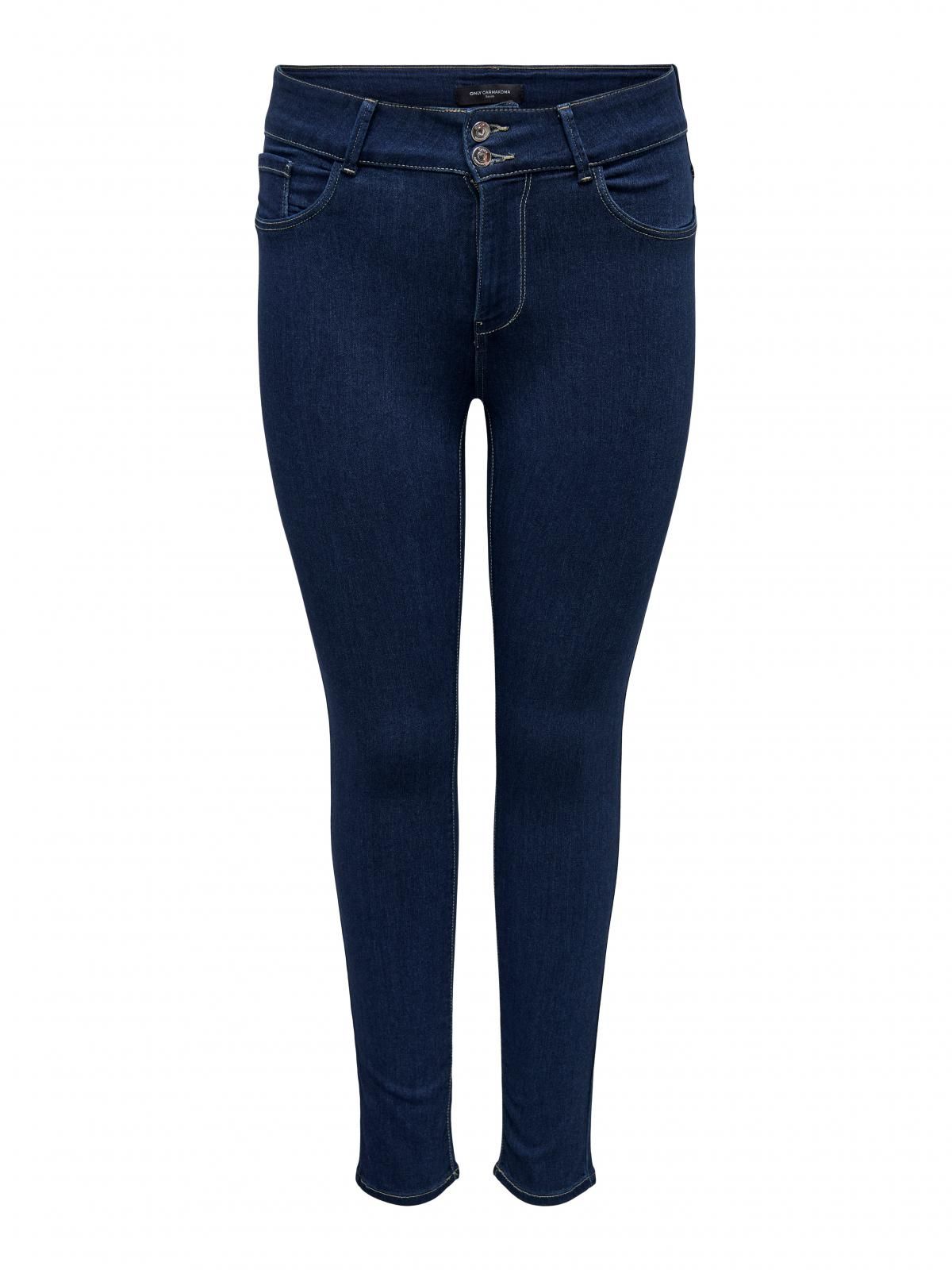 온리 플러스사이즈 하이웨이스트 스키니핏 진 15246019_2114 BLUE / DARK BLUE DENIM - 상세 이미지 3