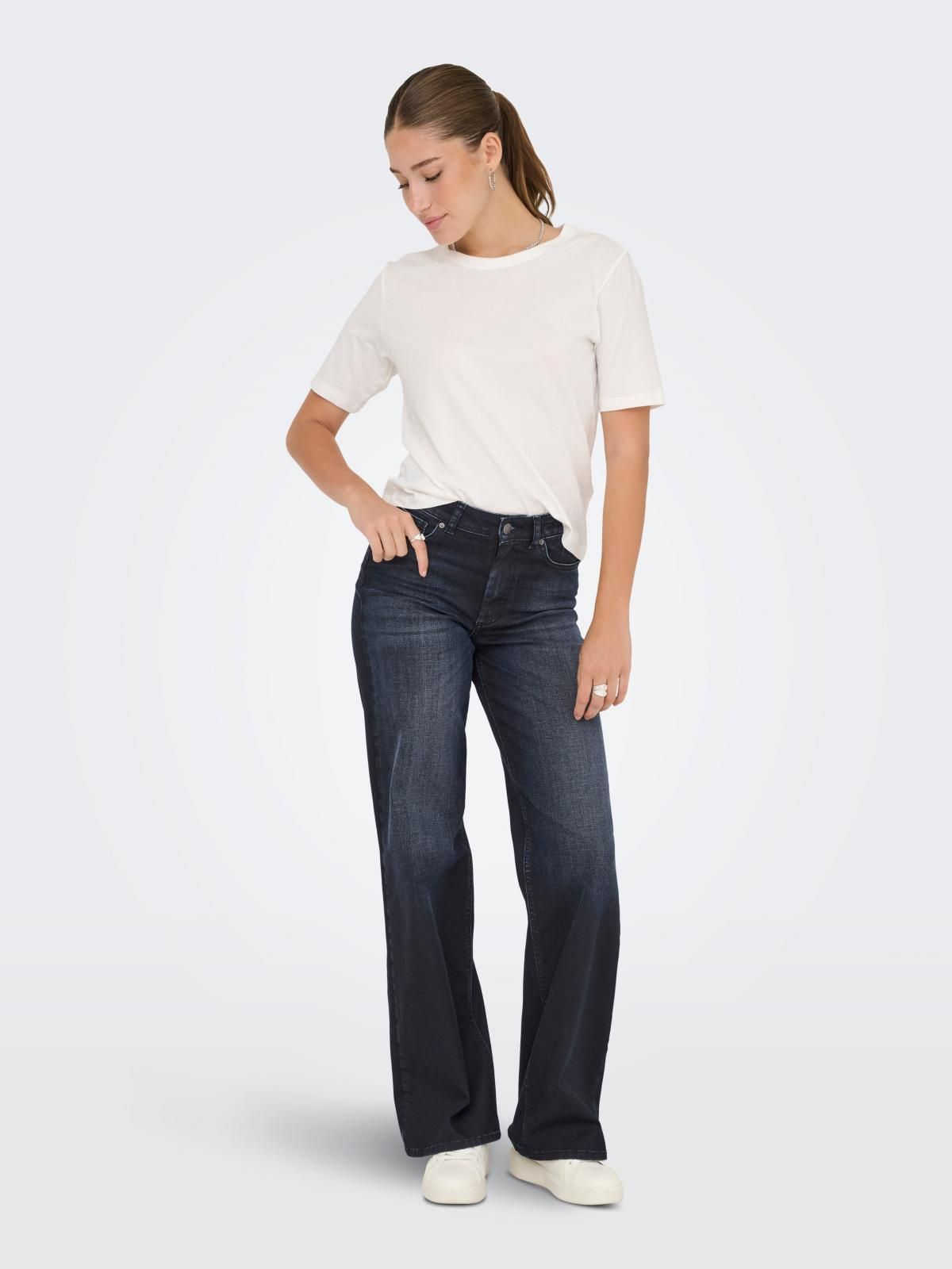 온리 하이웨이스트 데님 와이드핏 청바지 15353702_2114_1203958 BLUE / DARK BLUE DENIM - 상세 이미지 5