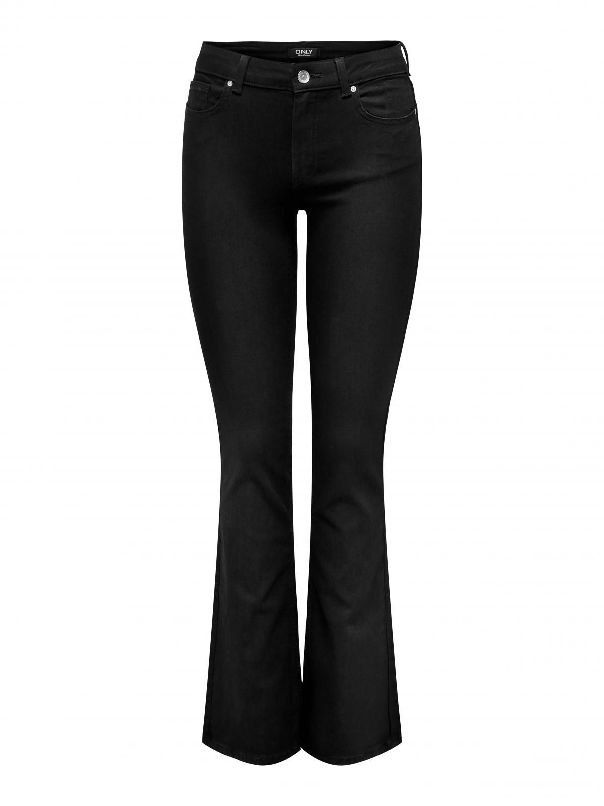 온리 블랙 미드웨이스트 플레어 데님 팬츠 15324908_2103 BLACK / BLACK DENIM - 상세 이미지 3