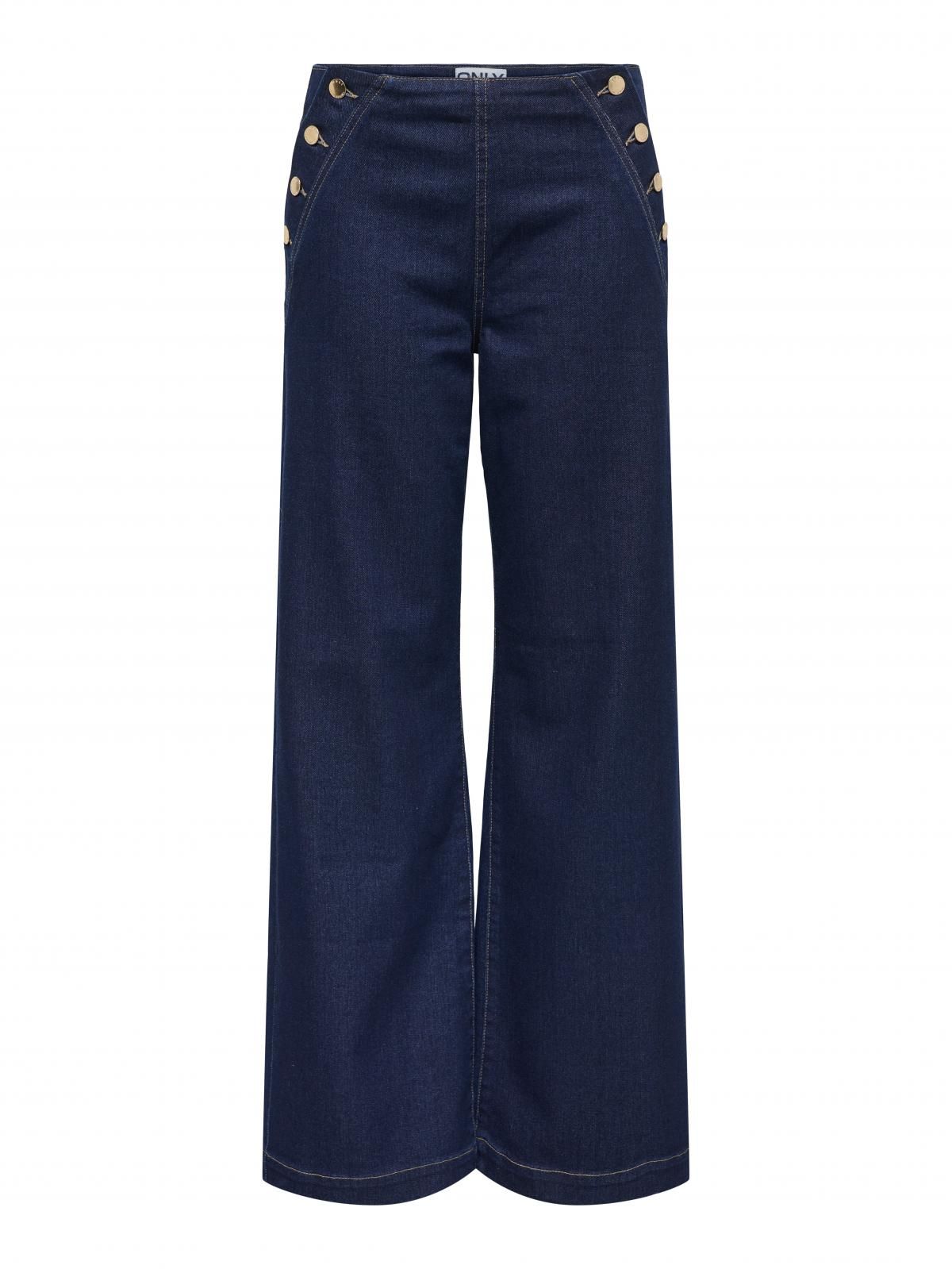 온리 하이웨이스트 데님 와이드핏 진청 청바지 15357225_2114 BLUE / DARK BLUE DENIM - 상세 이미지 3