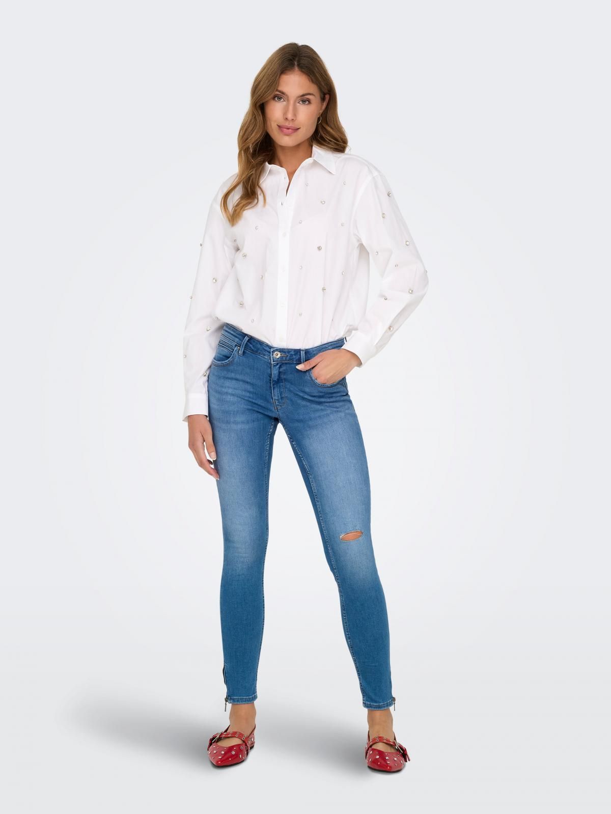 온리 데님 미드웨이스트 스키니핏 진 15278378_7023 BLUE / LIGHT MEDIUM BLUE DENIM - 상세 이미지 5