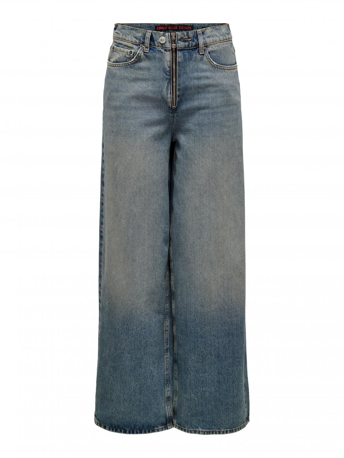 온리 데님 미드웨이스트 와이드핏 청바지 15332410_2115 BLUE / MEDIUM BLUE DENIM - 상세 이미지 3
