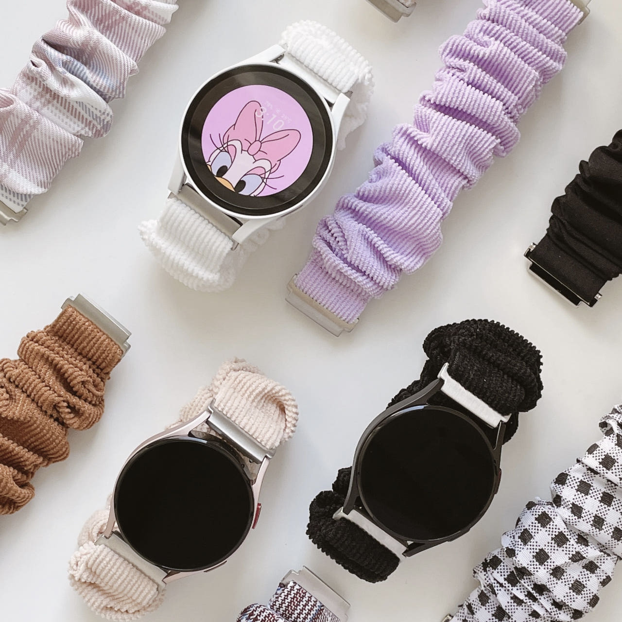 우먼스9999 갤럭시워치 7 6 5 4 액티브2 클래식 스트랩 파스텔 스크런치 곱창밴드 시계줄 제품 이미지