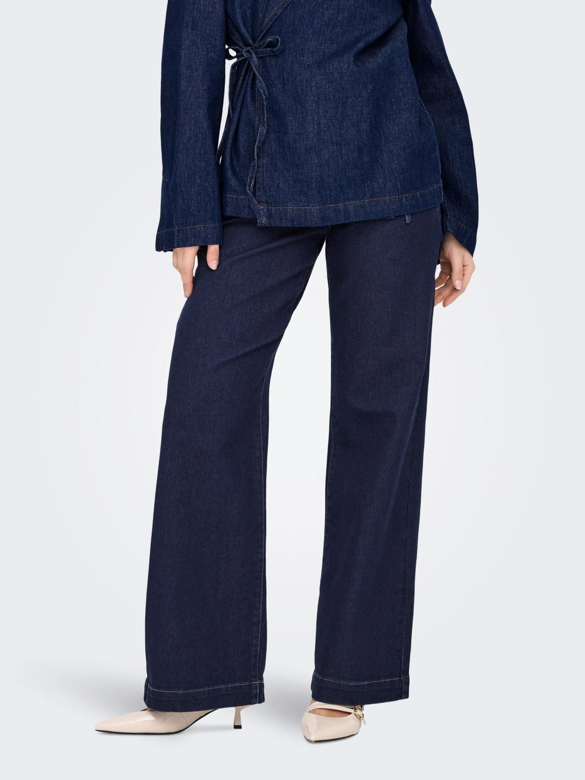 온리 하이웨이스트 데님 와이드핏 진청 청바지 15357225_2114 BLUE / DARK BLUE DENIM - 상품 이미지