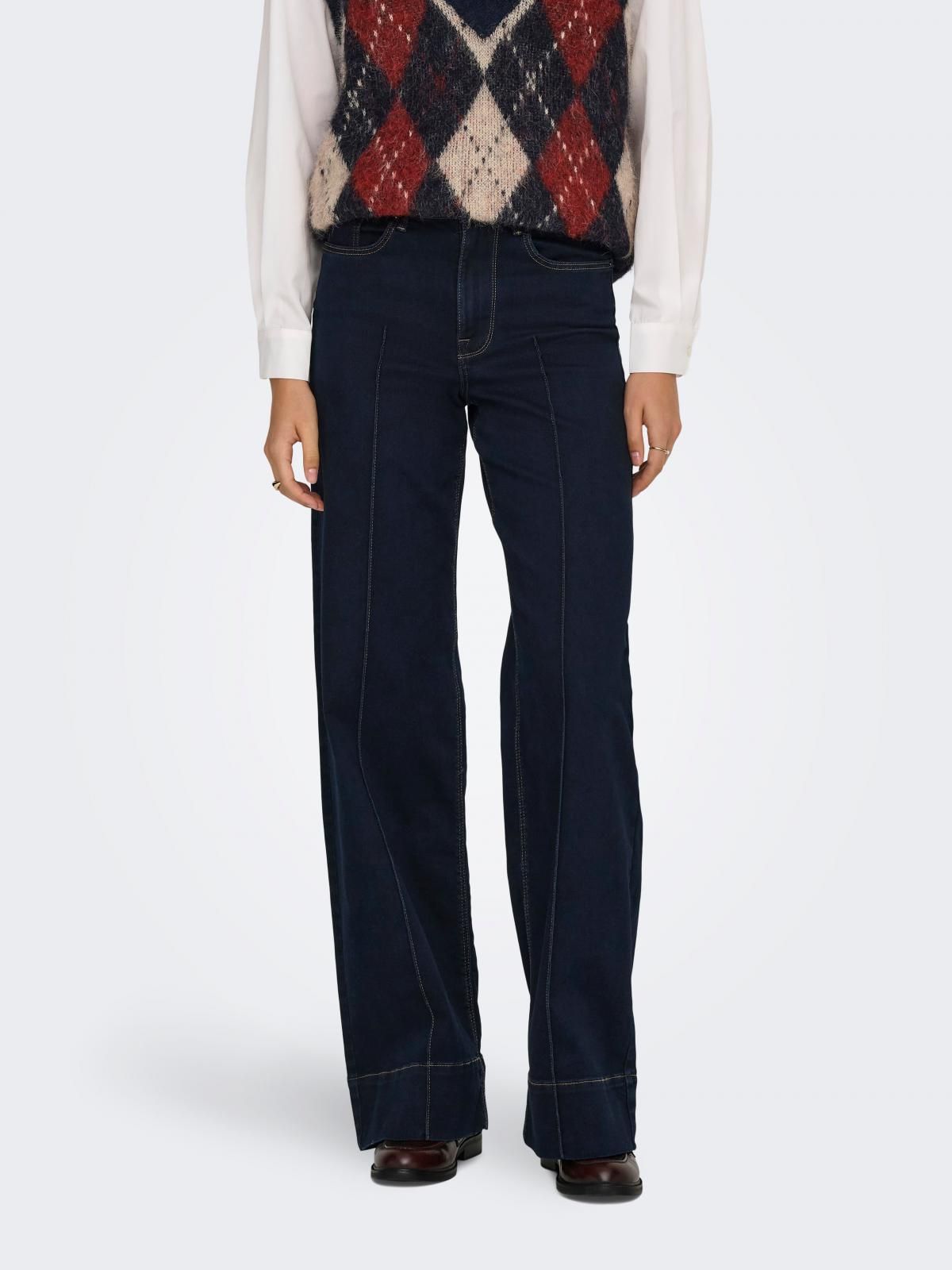 온리 데님 하이웨이스트 진청 와이드핏 청바지 15366673_2114 BLUE / DARK BLUE DENIM - 상품 이미지
