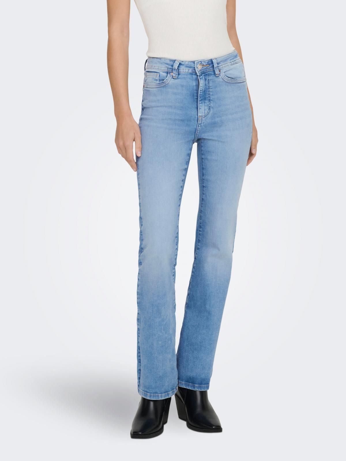 온리 하이웨이스트 플레어핏 연청 데님 팬츠 15361594_2116 BLUE / LIGHT BLUE DENIM - 상품 이미지