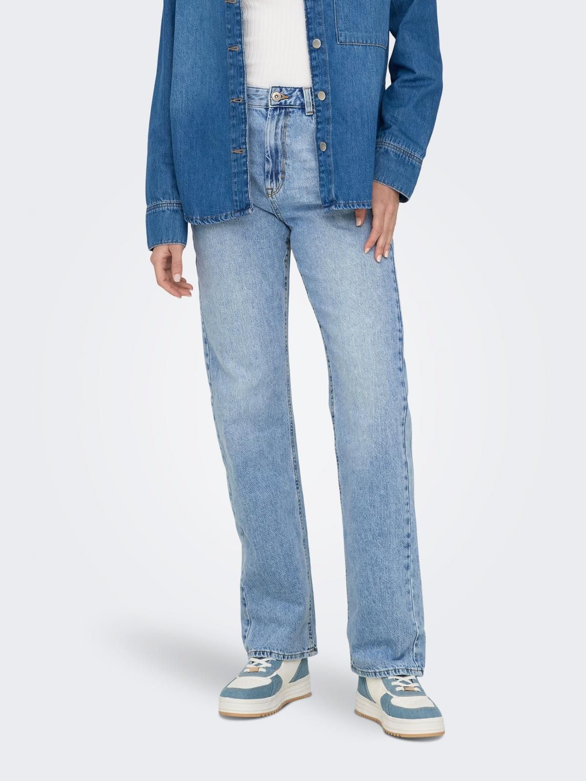 온리 하이웨이스트 스트레이트핏 데님 청바지 15311645_2116 BLUE / LIGHT BLUE DENIM - 상품 이미지