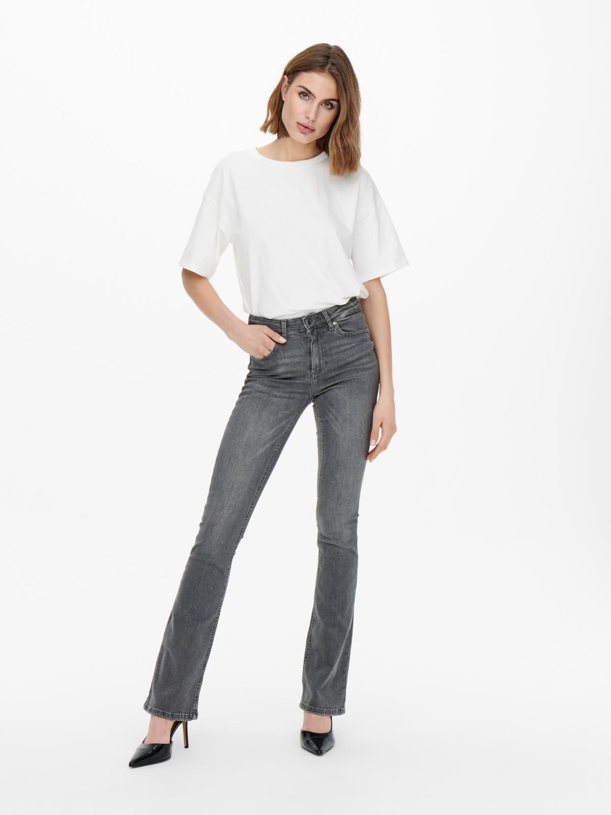 온리 미드웨이스트 플레어핏 데님 팬츠 15233721_3601 GREY / GREY DENIM - 상세 이미지 5