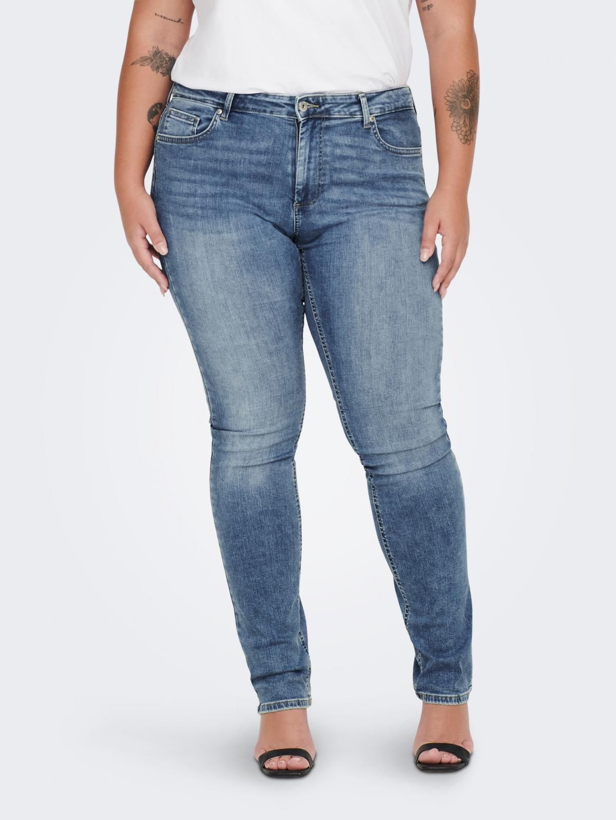 온리 빅사이즈 레귤러 웨이스트 스키니핏 진 15253109_2115 BLUE / MEDIUM BLUE DENIM - 상품 이미지