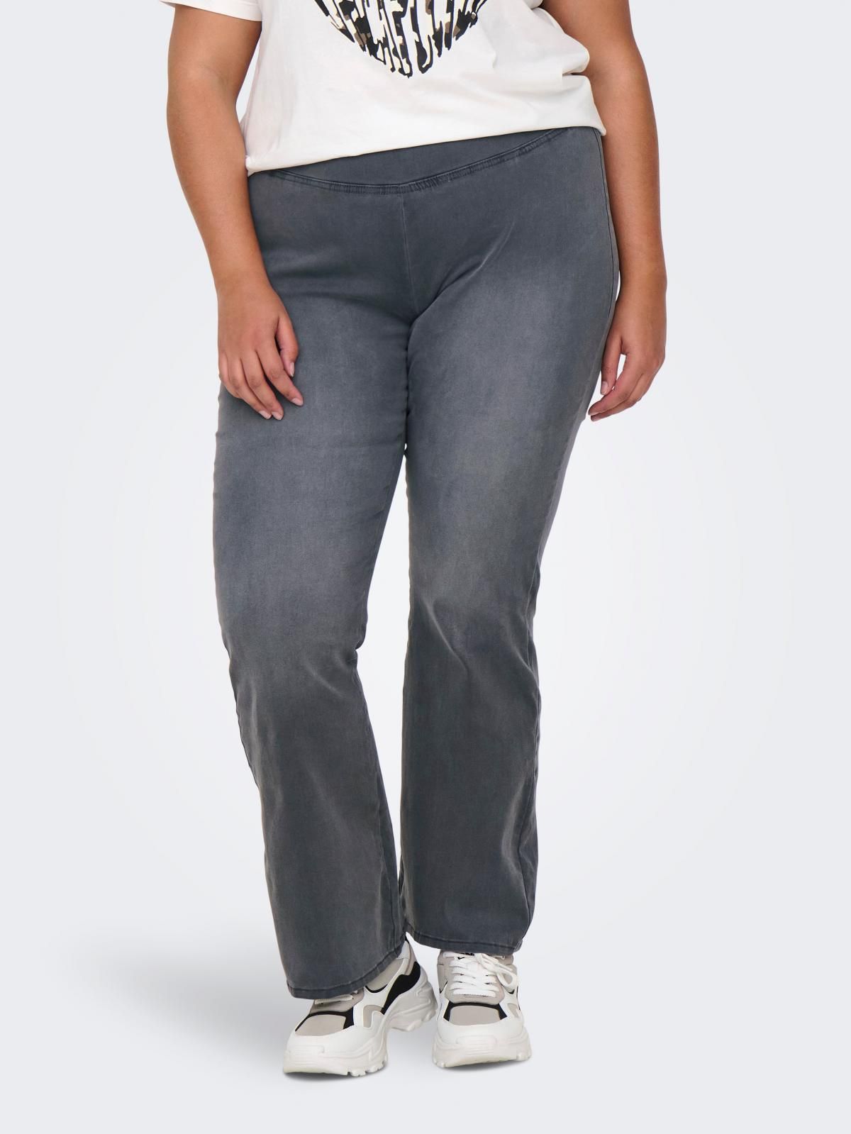 온리 빅사이즈 하이웨이스트 플레어 부츠컷 청바지 15348262_3601 GREY / GREY DENIM - 상품 이미지