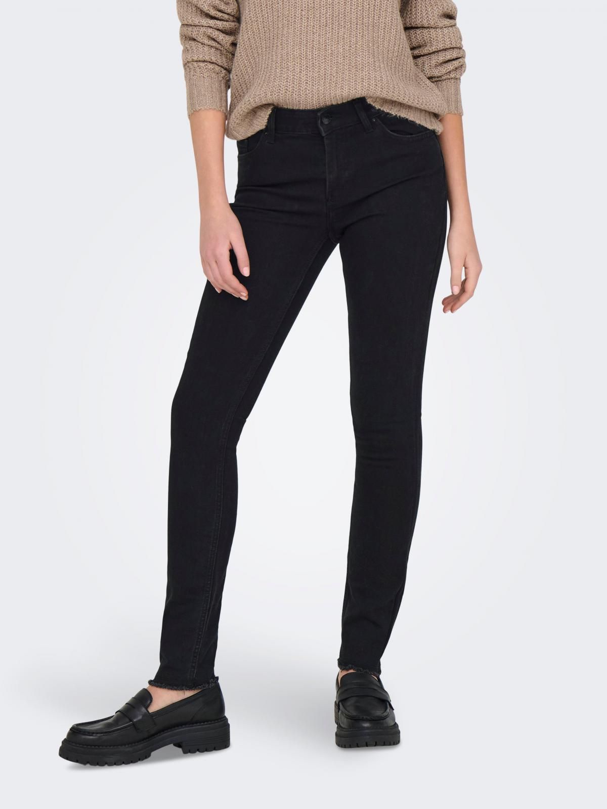 온리 데일리 미드웨이스트 스키니핏 데님 팬츠 15336727_2103 BLACK / BLACK DENIM - 메인 이미지