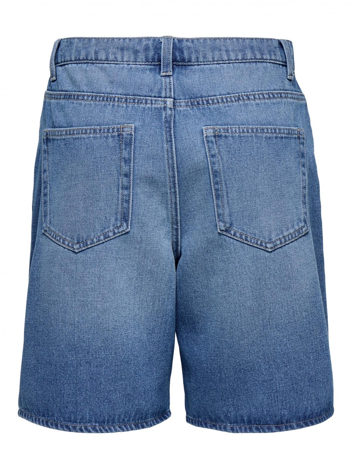 온리 하이웨이스트 와이드핏 데님 반바지 15357915_2115 BLUE / MEDIUM BLUE DENIM - 상세 이미지 4