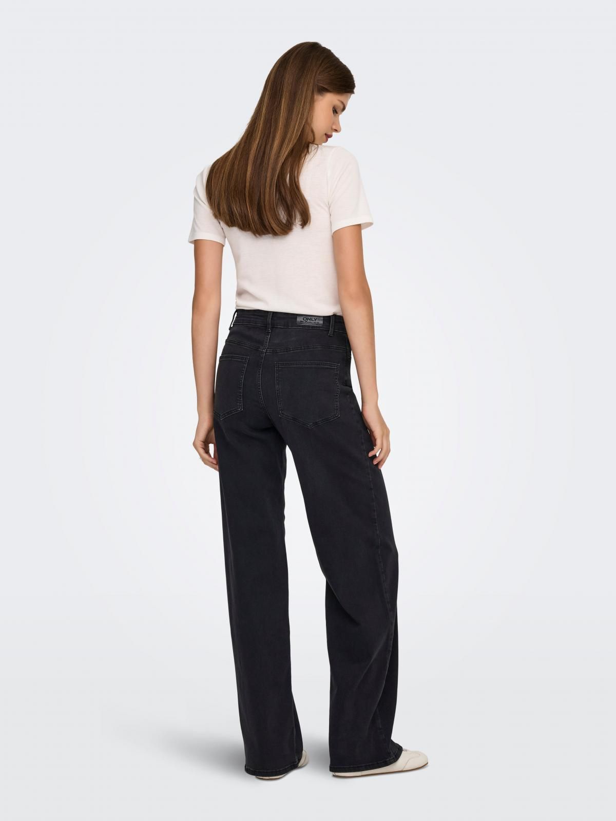 온리 하이웨이스트 와이드핏 블랙 데님 청바지 15366662_8183 BLACK / WASHED BLACK - 상세 이미지 2