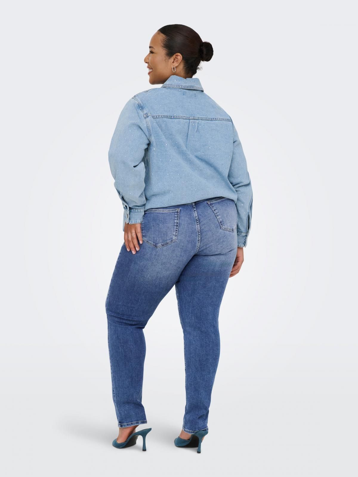 온리 빅사이즈 미드웨이스트 슬림핏 데님진 15355317_2115 BLUE / MEDIUM BLUE DENIM - 상세 이미지 2