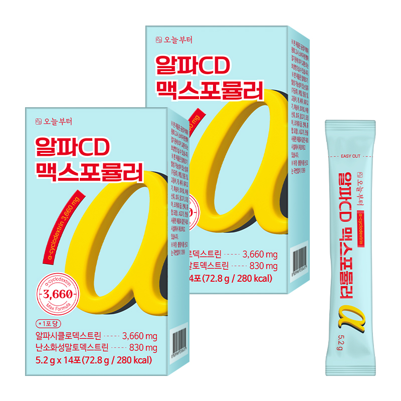 오늘부터 알파CD 맥스포뮬러 난소화성 알파시클로덱스트린 파인애플맛 14포, 2개 - 상품 이미지