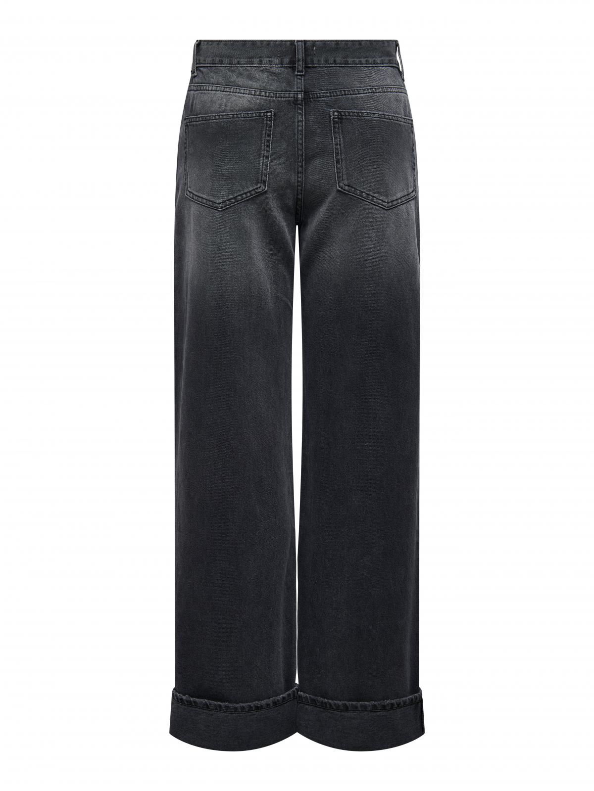 온리 미드웨이스트 스트레이트핏 와이드 청바지 15344977_8183 BLACK / WASHED BLACK - 상세 이미지 4