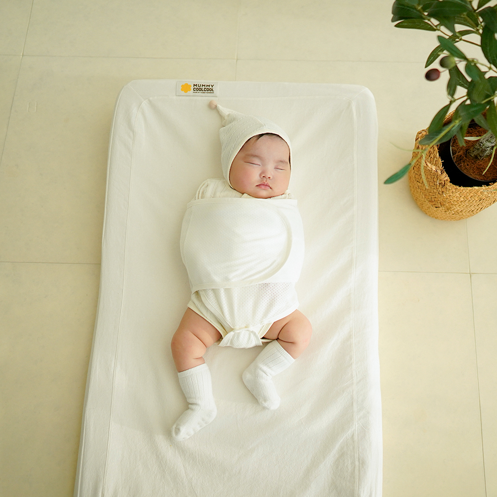 머미쿨쿨 무소음 스와들 스트랩 수트 모로반사 신생아 스와들 업다운 아기 속싸개 순면S화이트