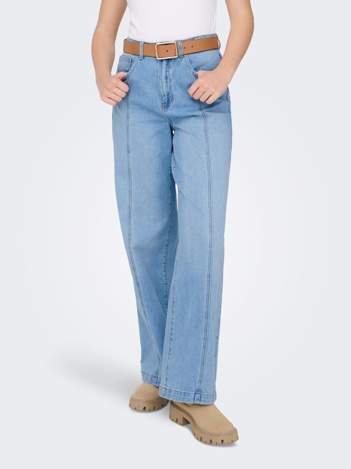 온리 하이웨이스트 데님 와이드핏 진 15363233_2116 BLUE / LIGHT BLUE DENIM - 상품 이미지