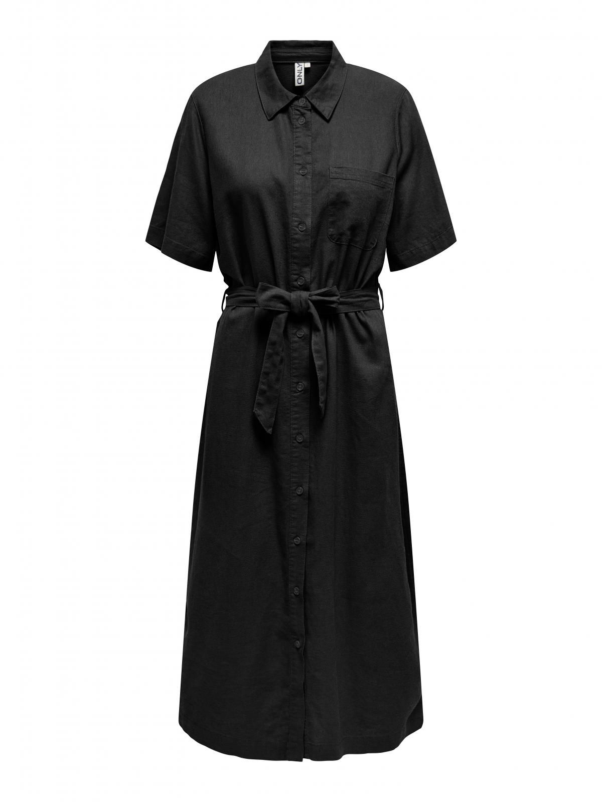 온리 베이직 벨트 롱 셔츠 원피스 블랙 15338884_2161 BLACK / BLACK - 상세 이미지 3