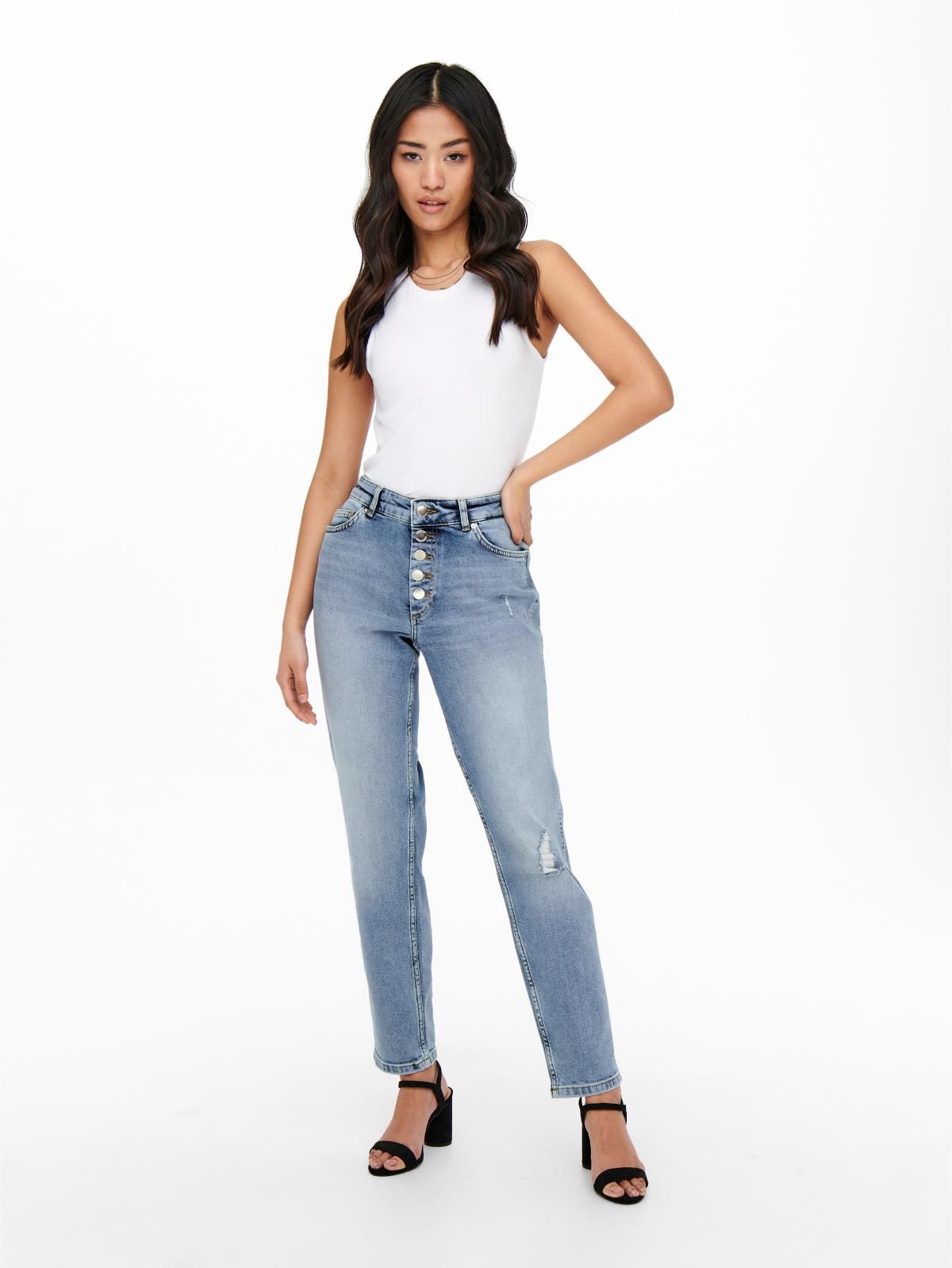 온리 미드웨이스트 스키니핏 데님 청바지 15244590_2116 BLUE / LIGHT BLUE DENIM - 상세 이미지 5