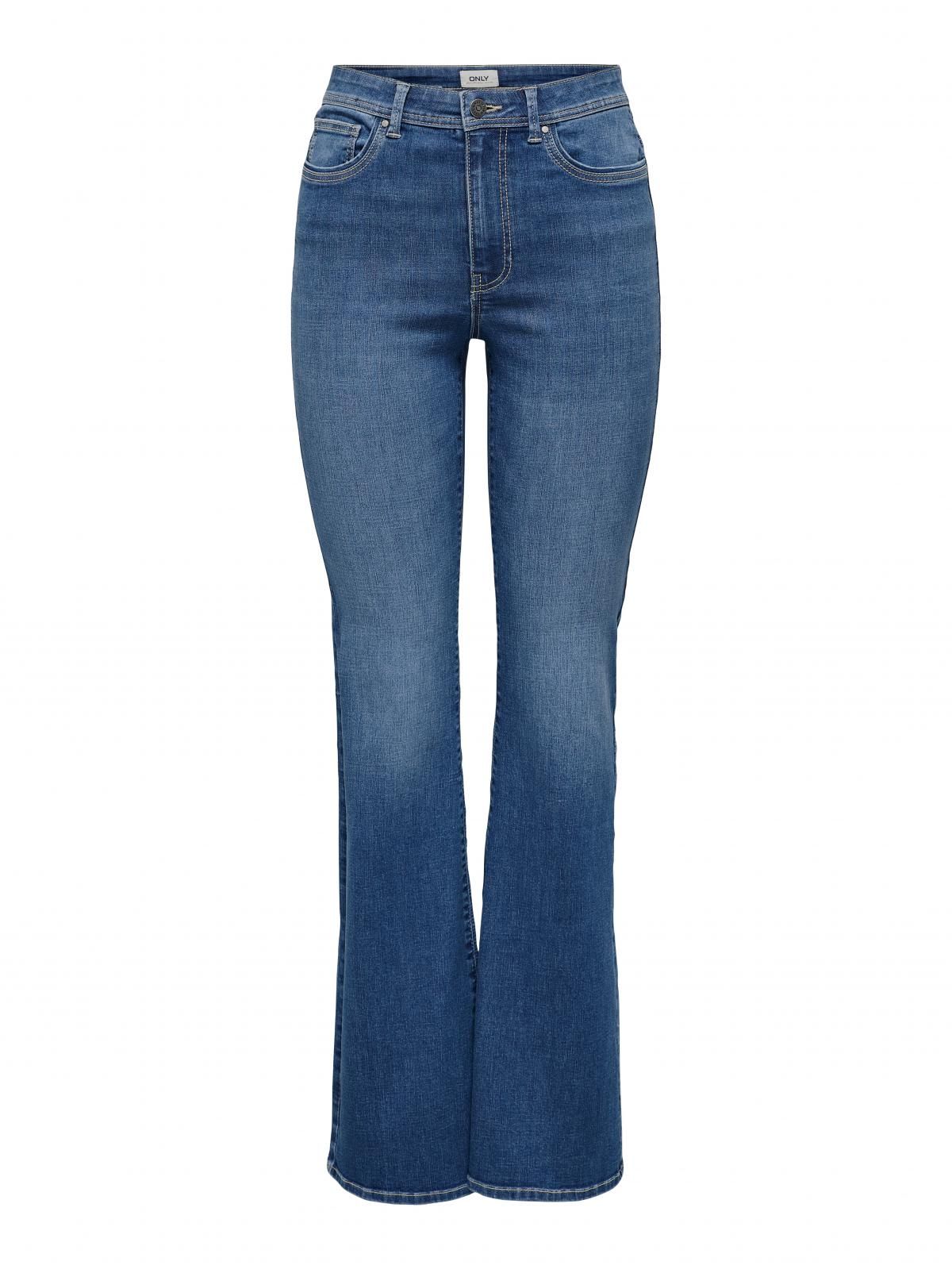 온리 테크니컬 미드웨이스트 플레어핏 청바지 15318586_2115 BLUE / MEDIUM BLUE DENIM - 상세 이미지 3