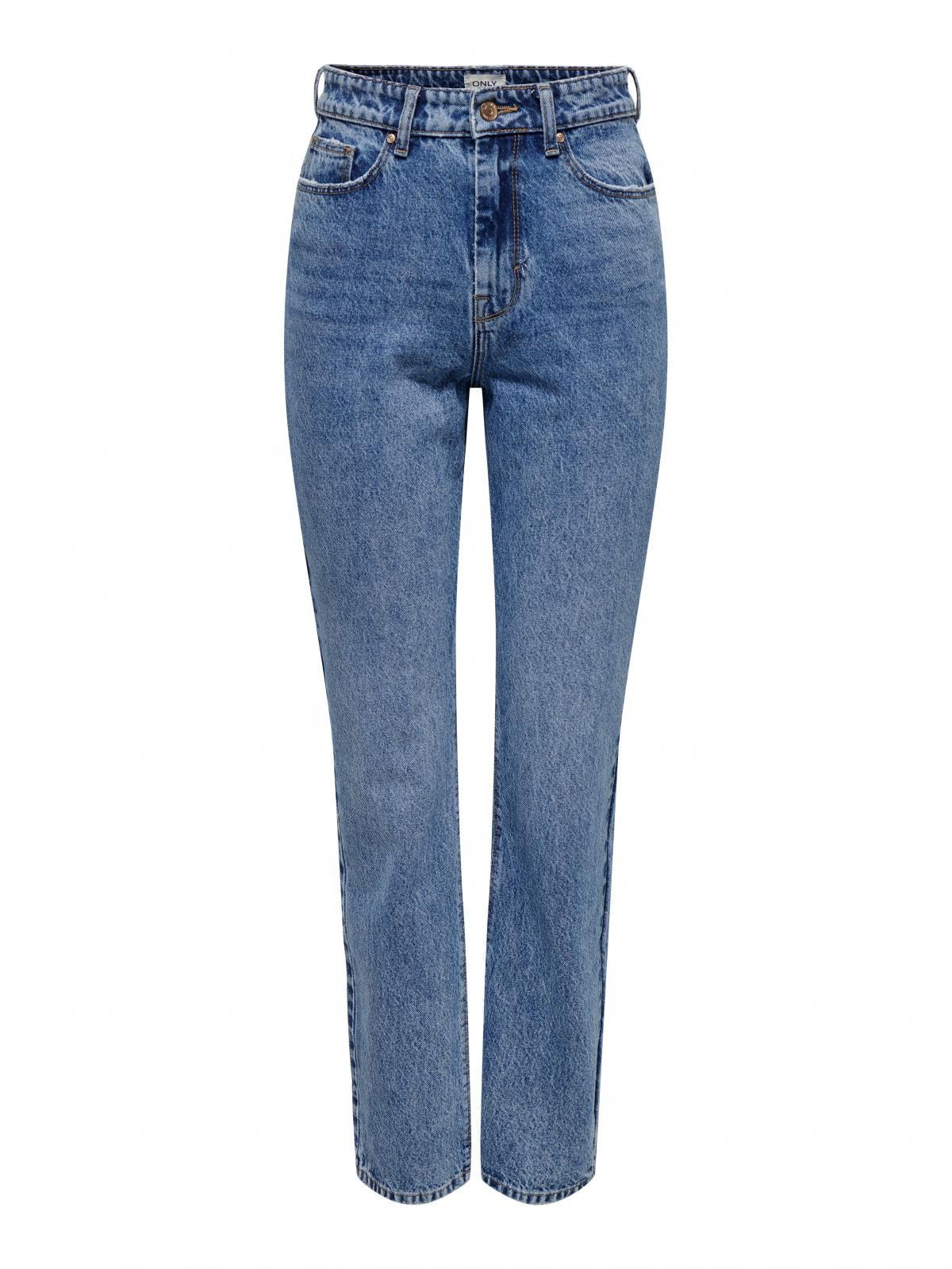 온리 하이웨이스트 스트레이트핏 데님 청바지 15311652_2115 BLUE / MEDIUM BLUE DENIM - 상세 이미지 3