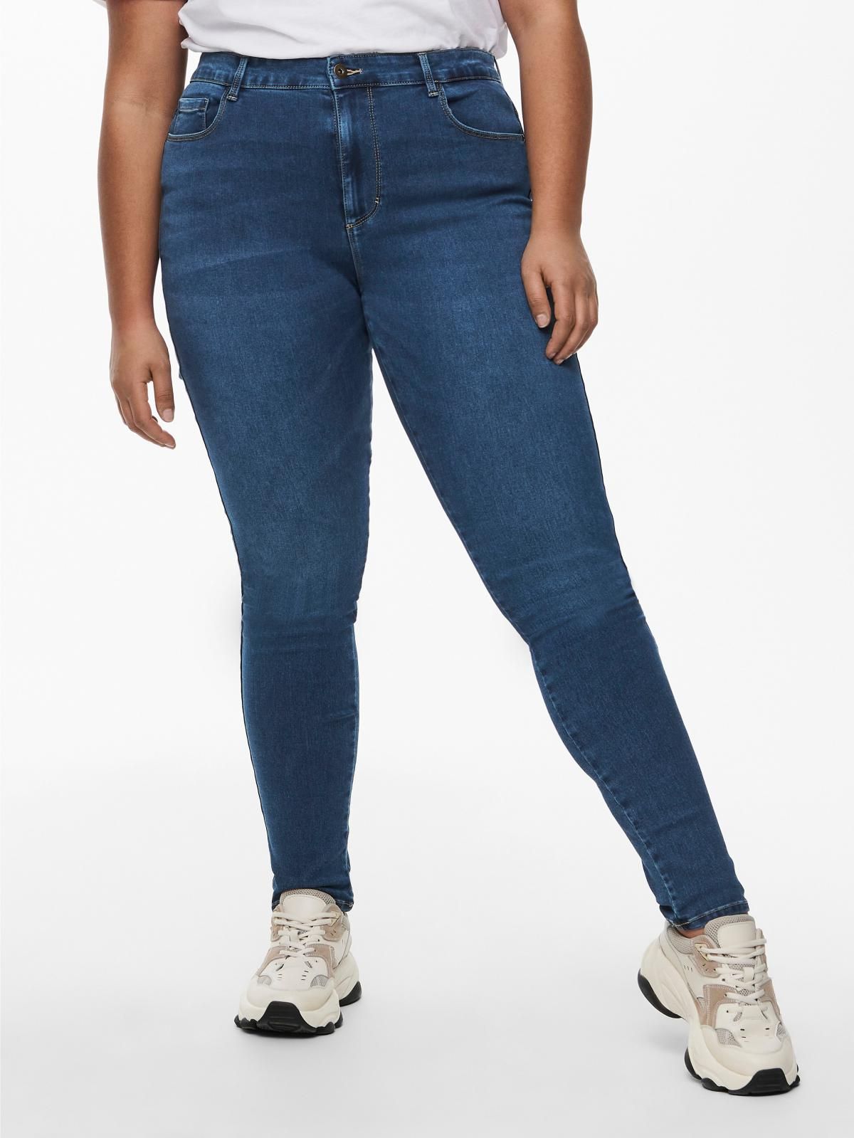 온리 플러스사이즈 하이웨이스트 스키니핏 진 15186392_2115 BLUE / MEDIUM BLUE DENIM - 상품 이미지