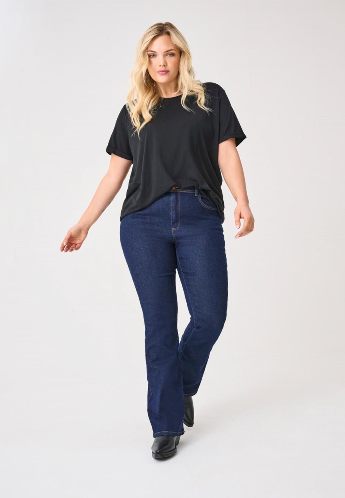 온리 하이웨이스트 플레어핏 데님 팬츠 15265434_2114 BLUE / DARK BLUE DENIM - 상세 이미지 2