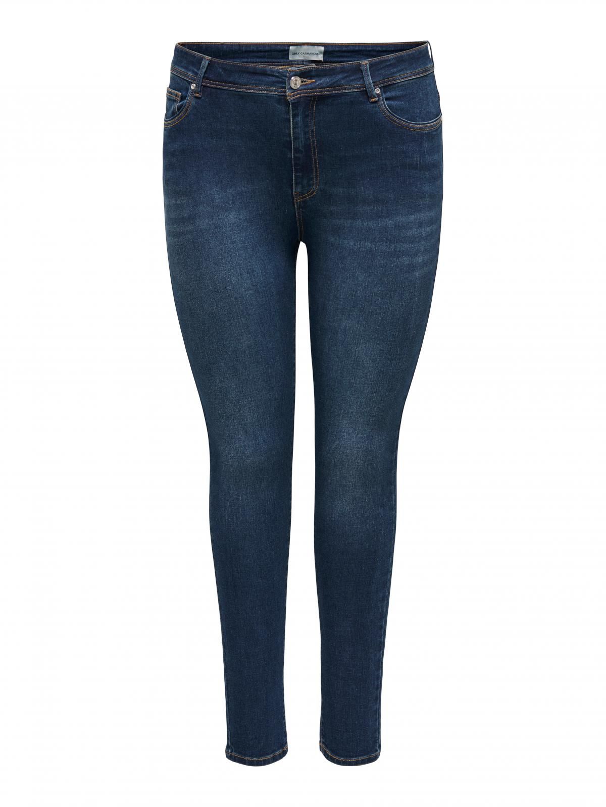 온리 플러스사이즈 미드웨이스트 스키니진 15301103_2114 BLUE / DARK BLUE DENIM - 상세 이미지 3
