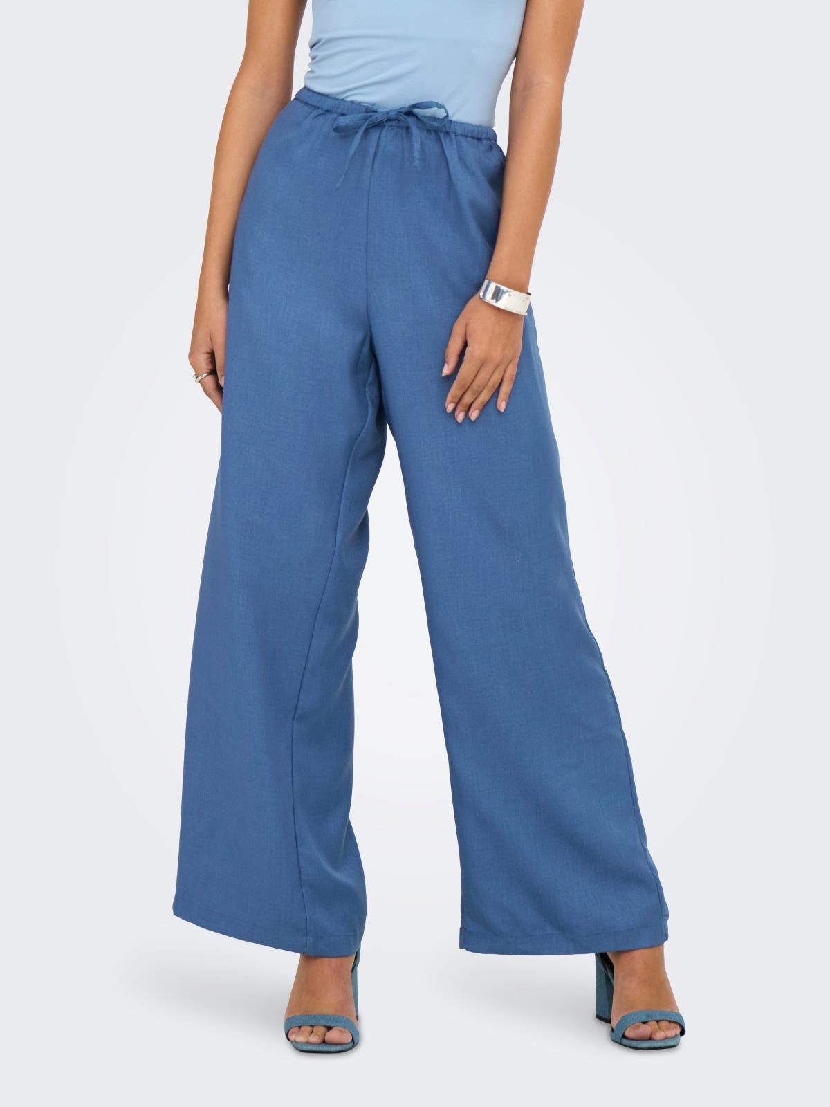 온리 와이드핏 테크니컬 슬랙스 팬츠 벨트 15344162_1259_1171773 BLUE / TRUE NAVY - 메인 이미지