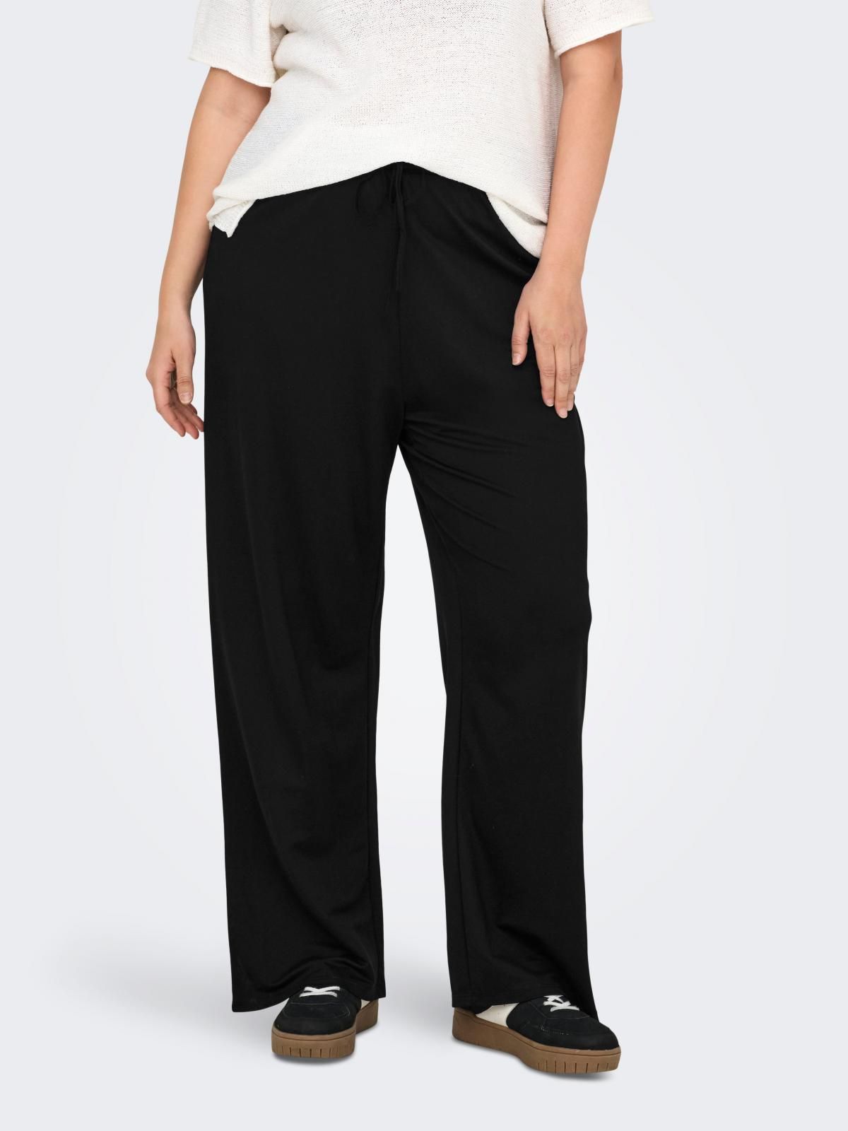 온리 와이드핏 밴딩 레귤러핏 슬랙스 팬츠 15325128_2161 BLACK / BLACK - 메인 이미지