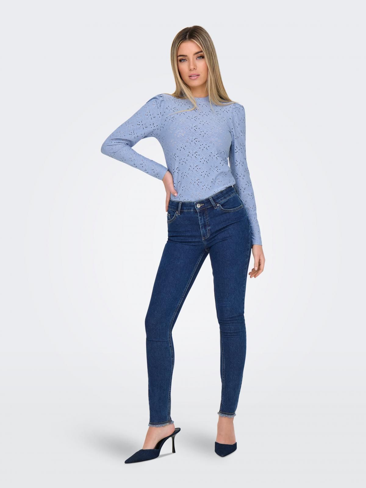 온리 데님 미드웨이스트 스키니핏 청바지 15336726_2114 BLUE / DARK BLUE DENIM - 상세 이미지 5