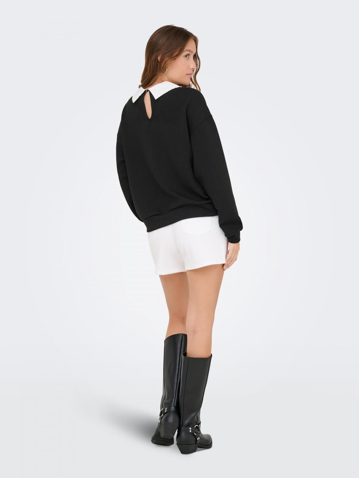 온리 글리터카라 포인트 블랙 맨투맨 15356097_2161_1219883 BLACK / BLACK - 상세 이미지 3