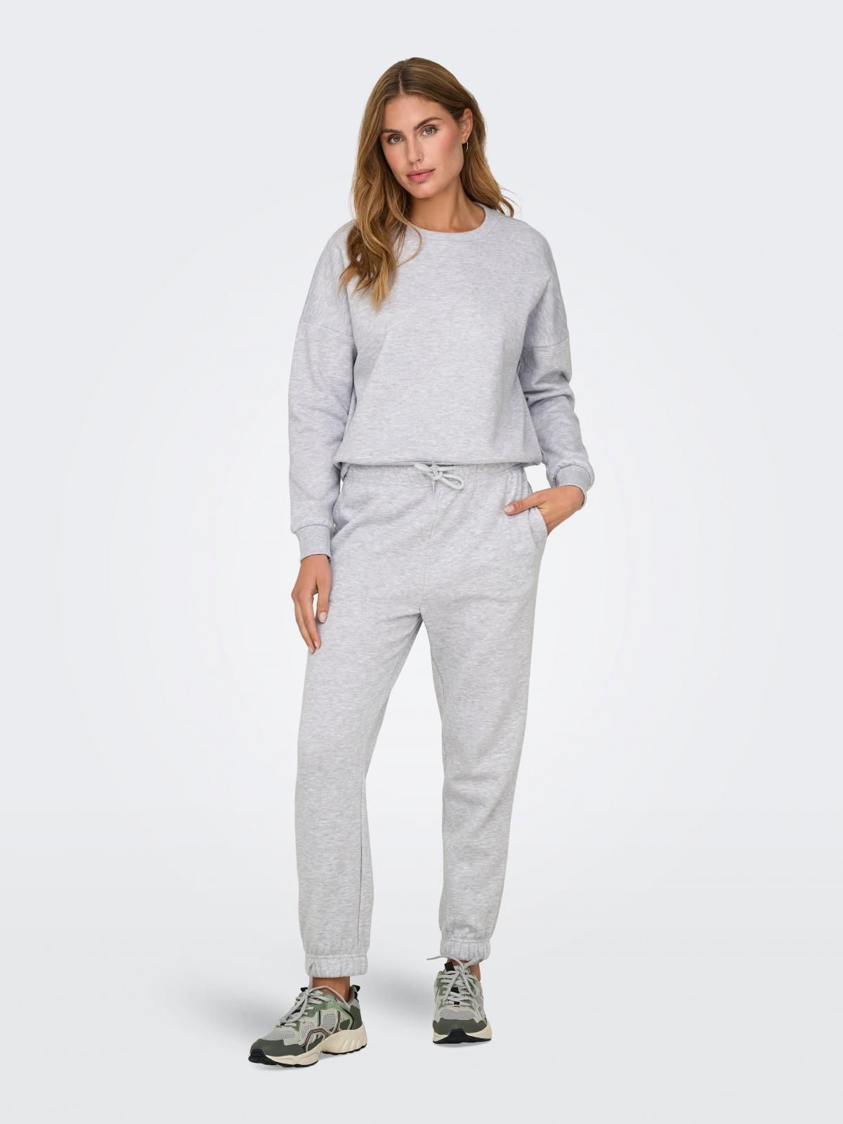 온리 그레이 스트레치 레귤러핏 조거팬츠 15321402_2381 GREY / LIGHT GREY MELANGE - 상세 이미지 5