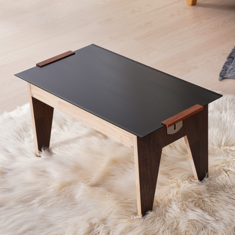 지비노 접이식 이동식 티테이블 블랙월넛