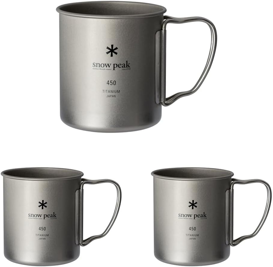 스노우피크 티타늄 싱글 머그컵 450ml 초경량 캠핑용 3개 세트 MG-143 - 상품 이미지