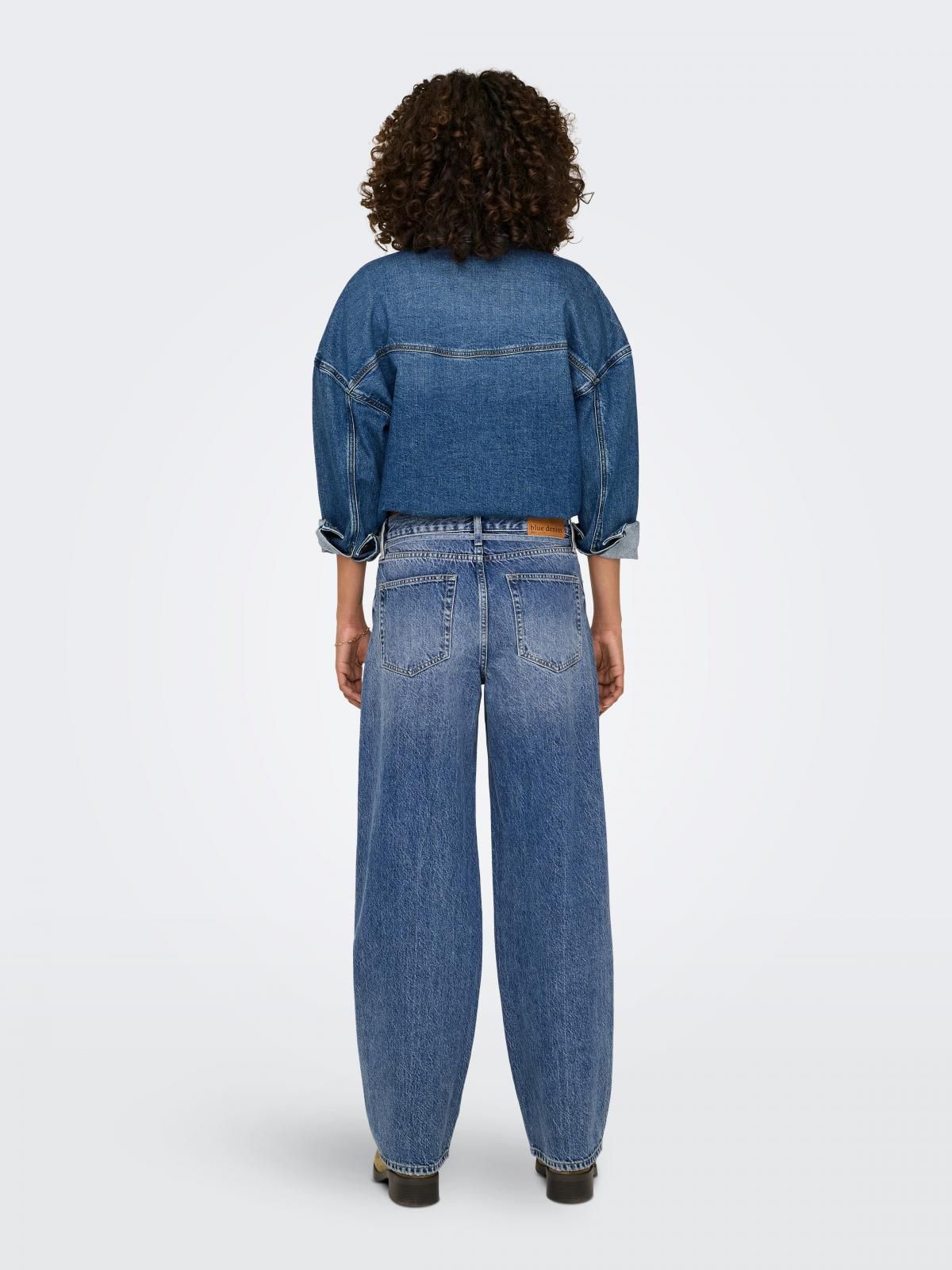 온리 미드웨이스트 벌룬핏 스트레이트 청바지 15325796_2115 BLUE / MEDIUM BLUE DENIM - 상세 이미지 2