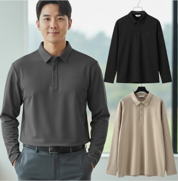 볼빅 남성 초겨울 패치로고 약기모 필드룩 골프웨어 스윙 카라 티셔츠 - 상품 이미지