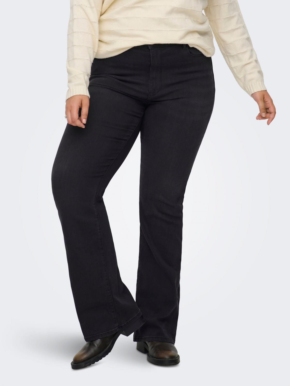 온리 하이웨이스트 플레어핏 데님 부츠컷 청바지 15361417_8183 BLACK / WASHED BLACK - 메인 이미지
