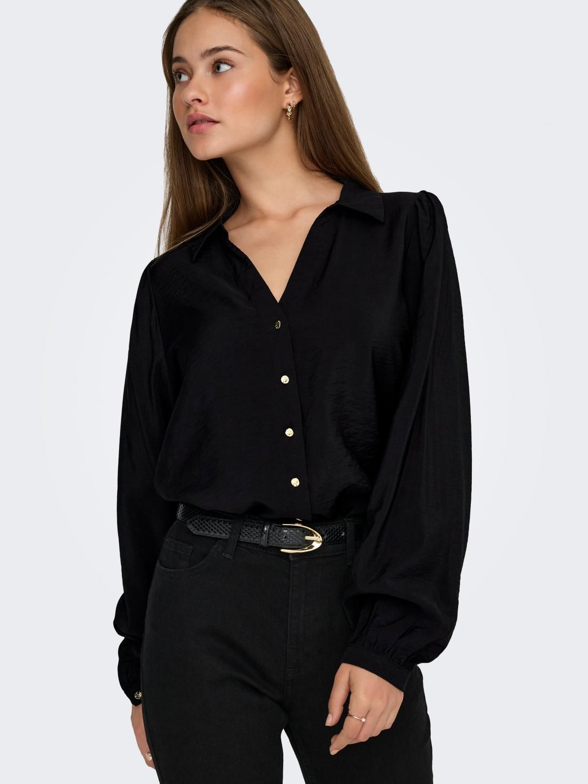 제이디와이 실키 블랙 테크니컬 롱슬리브 셔츠 15359476_2161 BLACK / BLACK - 상품 이미지