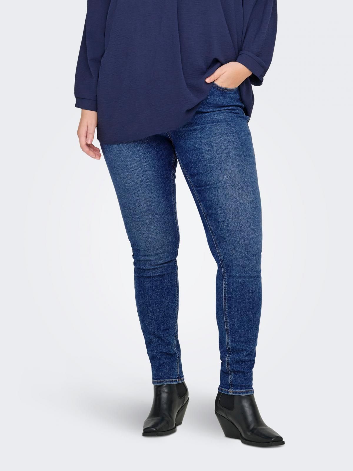온리 플러스사이즈 하이웨이스트 스키니핏 진 15358085_2115 BLUE / MEDIUM BLUE DENIM - 상품 이미지