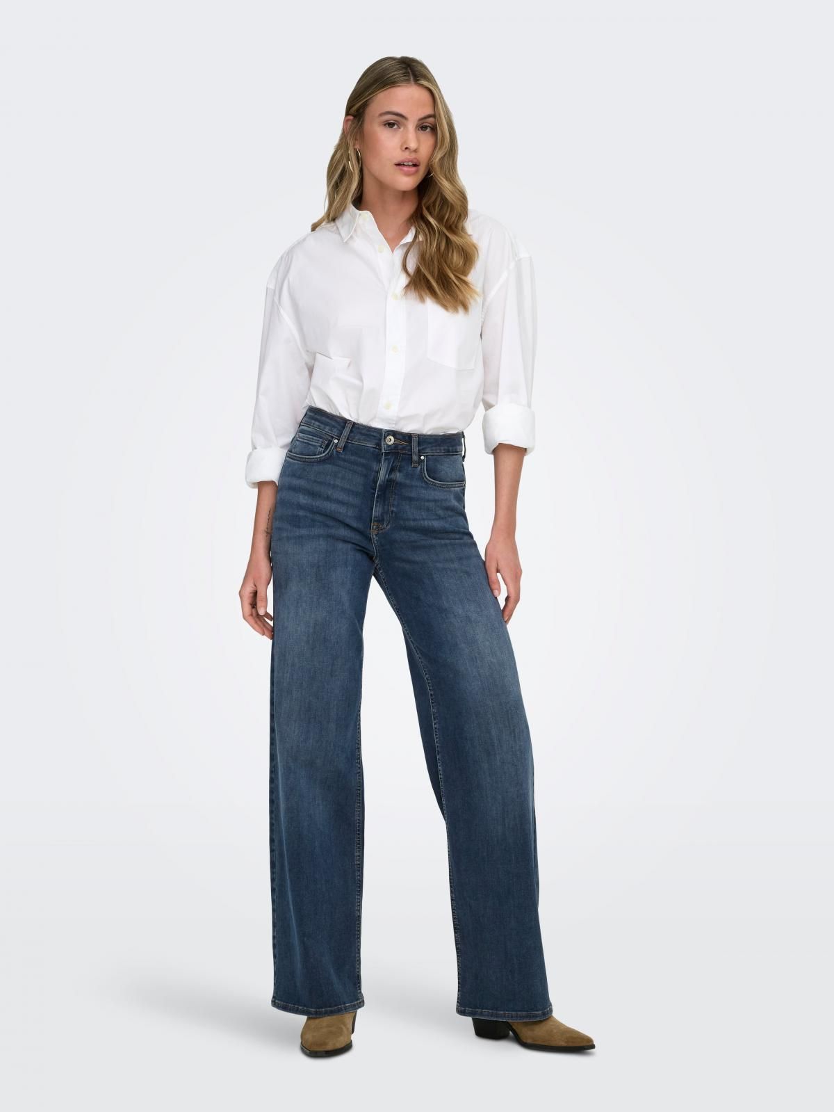 온리 하이웨이스트 데님 와이드핏 진 15339459_6603 BLACK / BLUE BLACK DENIM - 상세 이미지 5