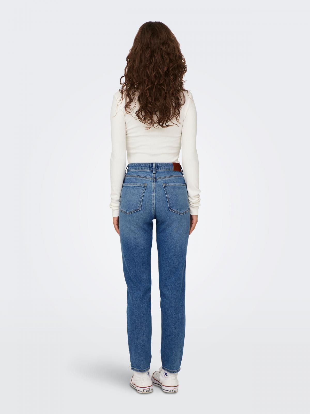 온리 하이웨이스트 데님 스트레이트핏 청바지 15283925_2115 BLUE / MEDIUM BLUE DENIM - 상세 이미지 2
