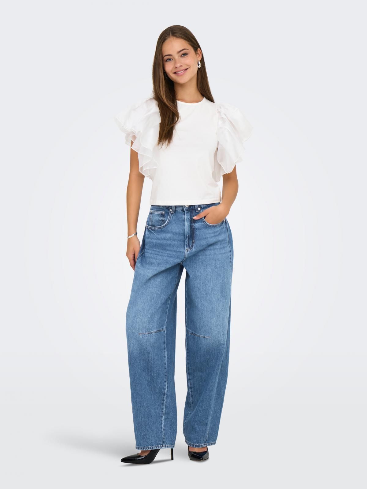온리 데님 배럴핏 와이드진 미드웨이스트 15357940_2115 BLUE / MEDIUM BLUE DENIM - 상세 이미지 5
