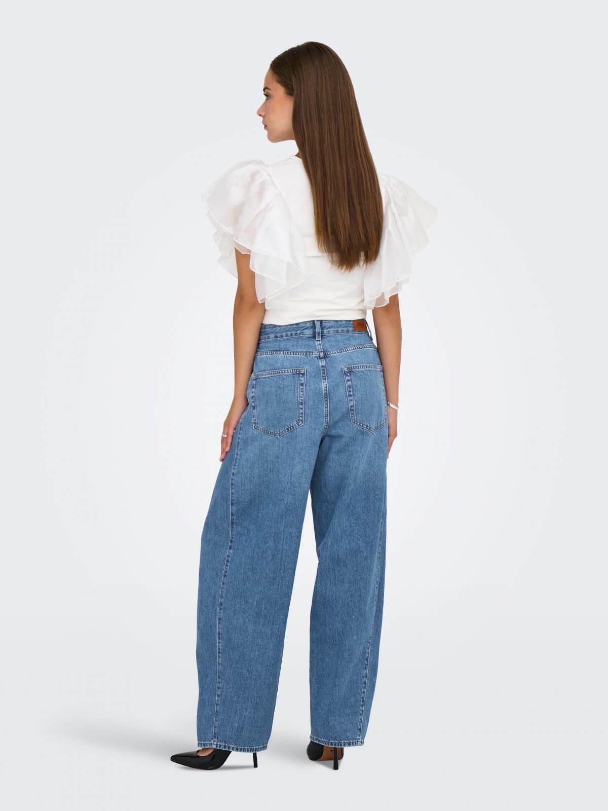 온리 데님 배럴핏 와이드진 미드웨이스트 15357940_2115 BLUE / MEDIUM BLUE DENIM - 상세 이미지 2