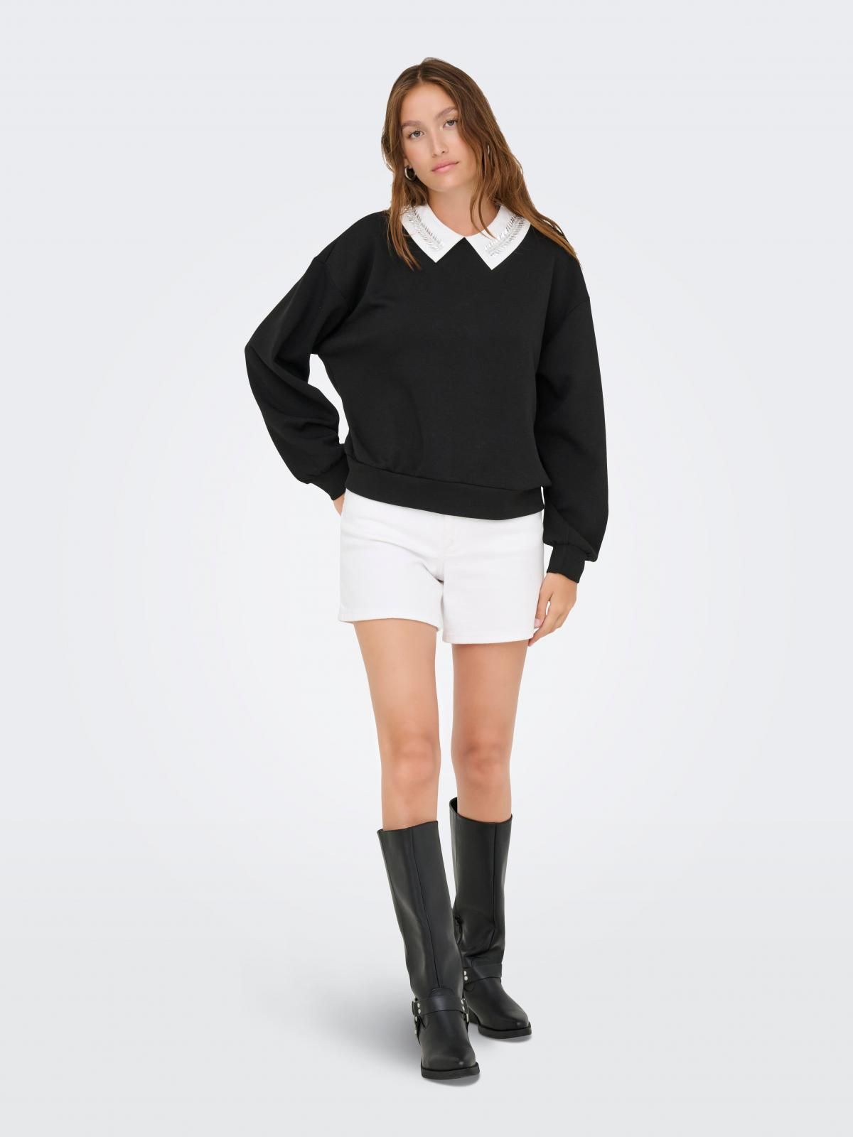 온리 글리터카라 포인트 블랙 맨투맨 15356097_2161_1219883 BLACK / BLACK - 상세 이미지 5
